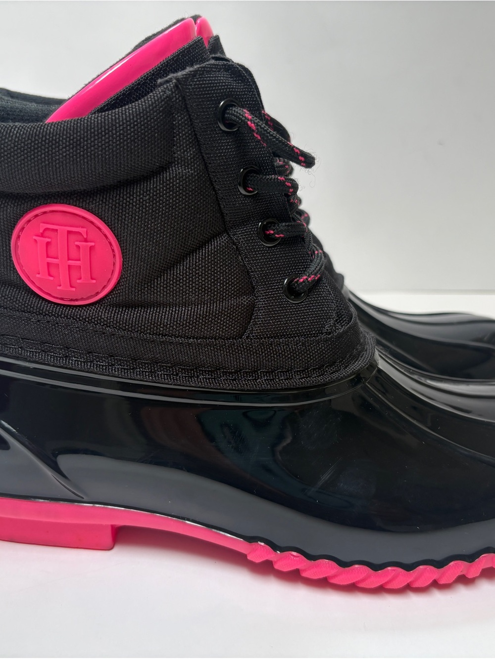 Tommy Hilfiger Black & Hot Pink Waterproof Winter Duck Boot